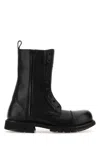 Balenciaga Rugged Leather Ankle Boots With Chunky Sole In Black