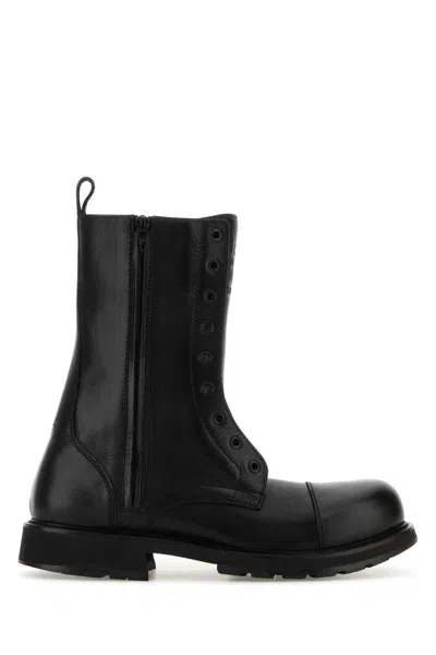 Balenciaga Rugged Leather Ankle Boots With Chunky Sole In Black