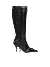 Balenciaga Cagole Leather Pointy-toe Boots In Black