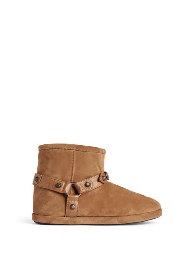 Balenciaga Ankle Boots With Buckle And Flat Sole In Brown