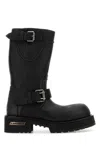 Balenciaga Worn Leather Mid-calf Chunky Sole Boots In Black