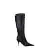 Balenciaga Cagole White Pointed High-boots With Studs And Buckles In Leather Woman In Black