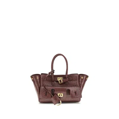 Balenciaga Bordeaux Calf Leather Bos Taurus Shoulder Bag In Brown