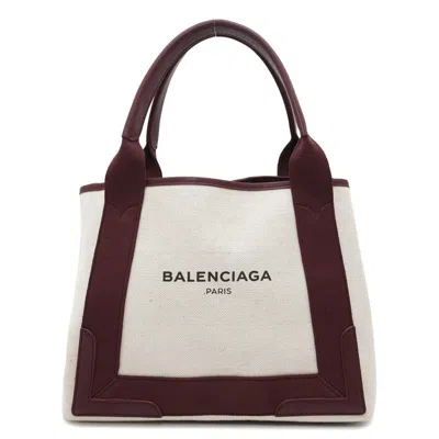 Pre-owned Balenciaga Bordeaux Canvas Leather Tote Bag ()