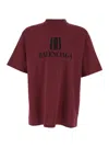 Balenciaga Bordeaux Crewneck T-shirt With Logo Print On The Front In Cotton Man In Red