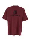 Balenciaga Bordeaux Crewneck T-shirt With Logo Print On The Front In Cotton Man