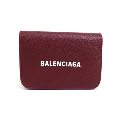 Pre-owned Balenciaga Bordeaux Leather Wallet (tri-fold) ()