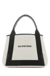 Balenciaga Md Navy Cabas Canvas Tote Bag In 9260