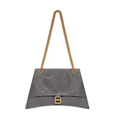 Balenciaga Borsa Con Catena Crush Media Da Donna In Grigio Scuro In Gray