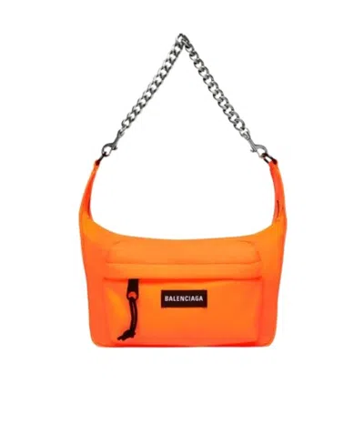 Balenciaga Borsa Con Catena Raver Media In Arancione Fluo In Black