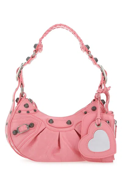 BALENCIAGA BALENCIAGA PINK NAPPA LEATHER LE CAGOLE XS SHOULDER BAG