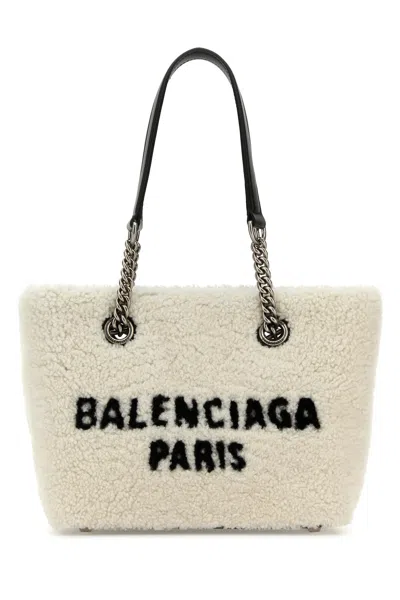 BALENCIAGA BALENCIAGA WHITE SHEARLING DUTY FREE S HANDBAG