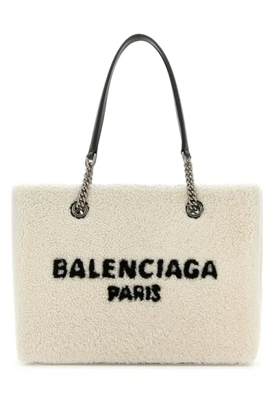 BALENCIAGA BALENCIAGA WHITE SHEARLING DUTY FREE M HANDBAG