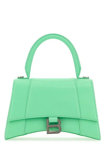 BALENCIAGA BALENCIAGA MINT GREEN LEATHER SMALL HOURGLASS HANDBAG