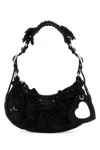 Balenciaga Satin Xs Shoulder Bag With Braided Handle And Bow Embellishment