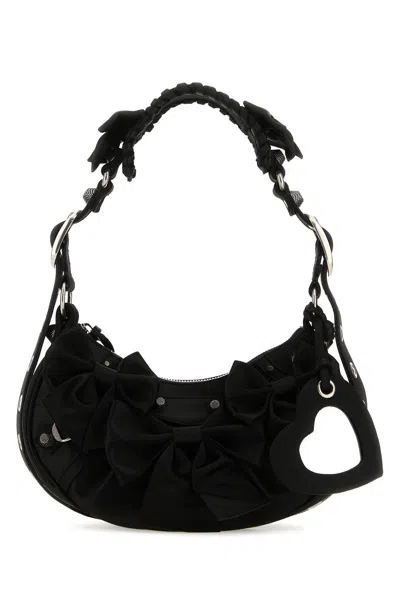 BALENCIAGA BALENCIAGA BLACK SATIN LE CAGOLE XS SHOULDER BAG