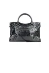 Balenciaga Le City Metallic-effect Top-handle Small Tote Bag In Gray