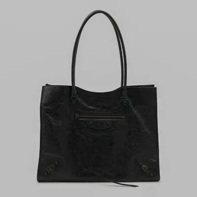 BALENCIAGA BALENCIAGA BLACK LEATHER LE CITY MEDIUM TOTE
