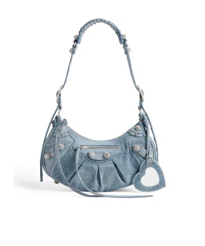 Balenciaga Borsetta A Tracolla Le Cagole In Denim E Strass Da Donna In Blu