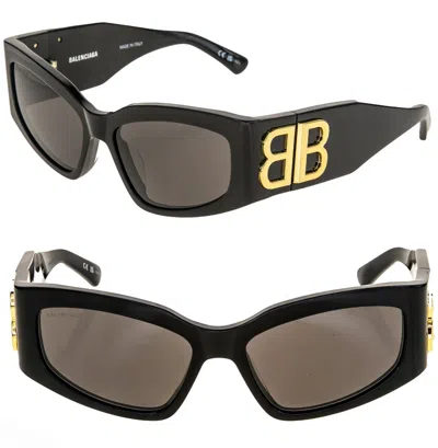 Pre-owned Balenciaga Bossy Cat 0321 Black Fashion Geometric Unisex Sunglass Bb0321s 002 In Gray
