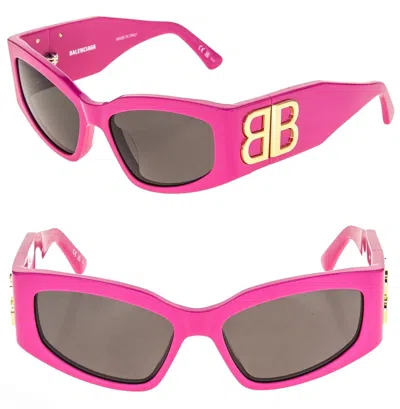 Pre-owned Balenciaga Bossy Cat 0321 Pink Fashion Geometric Unisex Sunglass Bb0321s 006 In Gray