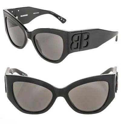 Pre-owned Balenciaga Bossy Cat 0322 Black Fashion Geometric Unisex Sunglass Bb0322s 001 In Gray