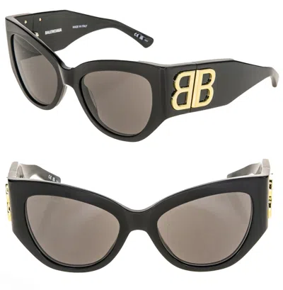 Pre-owned Balenciaga Bossy Cat 0322 Black Fashion Geometric Unisex Sunglass Bb0322s 002 In Gray
