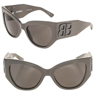 Pre-owned Balenciaga Bossy Cat 0322 Brown Fashion Geometric Unisex Sunglass Bb0322s 004 In Gray