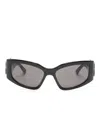 Balenciaga Nano Rectangular Sunglasses Thick Frame Arms In Black