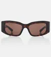 Balenciaga Womens Brown Bb0328s Rectangular-frame Acetate Sunglasses In Brown