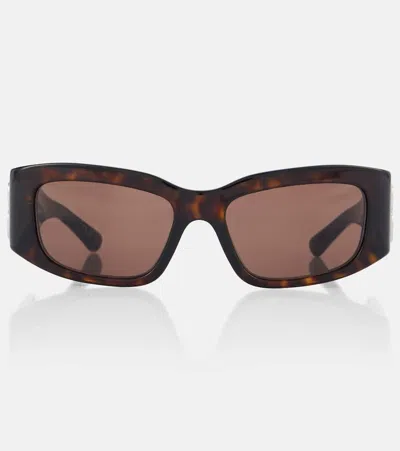 Balenciaga Womens Brown Bb0328s Rectangular-frame Acetate Sunglasses
