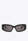 Balenciaga Grey Rectangular Ladies Sunglasses Bb0321s 001 57 In Gray