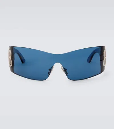 Balenciaga Bossy Shield Sunglasses In Blue