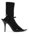 Balenciaga Avenue Sock Black Sandal In Patent Leather And Mesh In Black