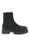 Balenciaga Black Combat Strike Cotton-canvas Boots Men In Black