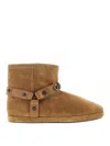 Balenciaga Alaska Studded Leather-trimmed Fleece-lined Suede Ankle Boots In Brown