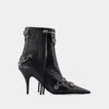 Balenciaga Cagole 50 Ankle Boots In Lamb Leather In Black