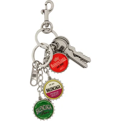 Balenciaga Bottle Caps Keychain In 8184-silver/multi