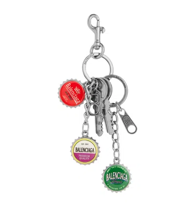 Balenciaga Bottle Caps Keyring In Gray