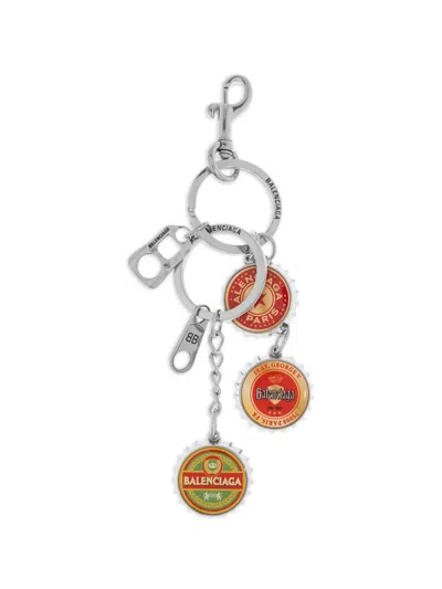 Balenciaga Bottle-caps Keyring In Gray
