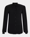 Balenciaga Bow Button Down Blouse In Noir