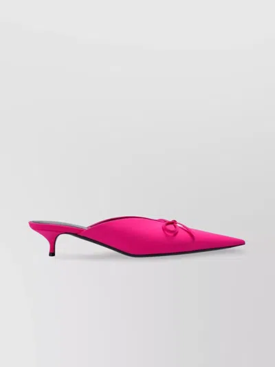 Balenciaga 40mm Knife Bow Nylon Blend Mules In Pink