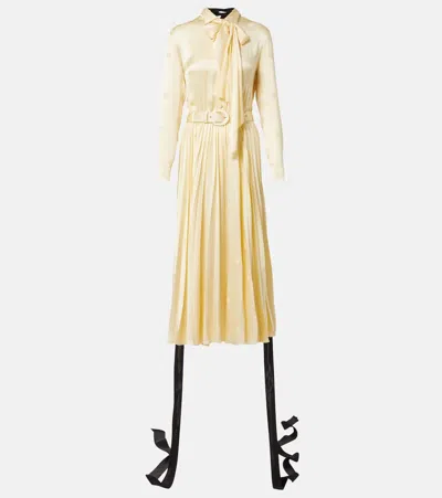 Balenciaga Bow-detail Lace-up Silk Midi Dress In Neutrals