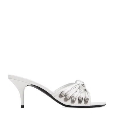 Balenciaga Cagole Heeled Sandals In White