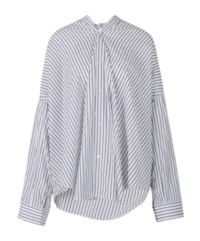 BALENCIAGA BALENCIAGA PINSTRIPE KNOTTED SHIRT