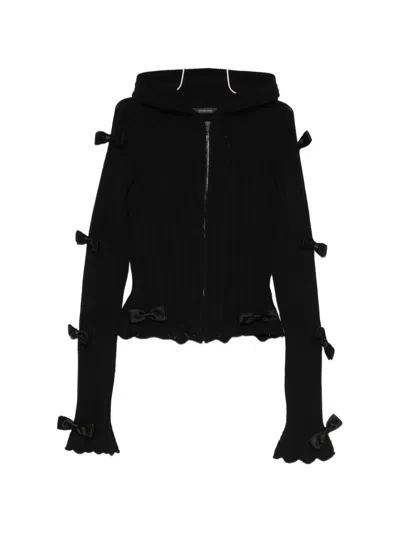 Balenciaga Bow-embellished Zip-up Cardigan In Black