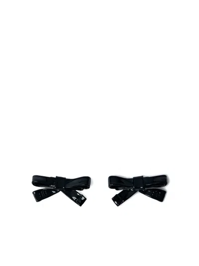 Balenciaga Bow High-shine Earrings In Black