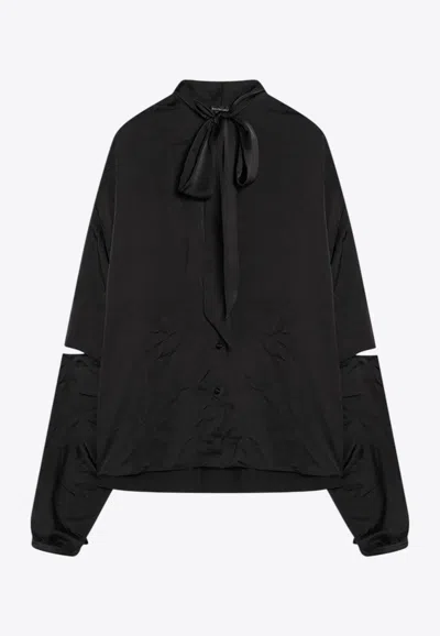 BALENCIAGA BOW-NECK CUT-OUT BLOUSE