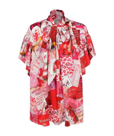 Balenciaga Bow Neckline Blouse In Red