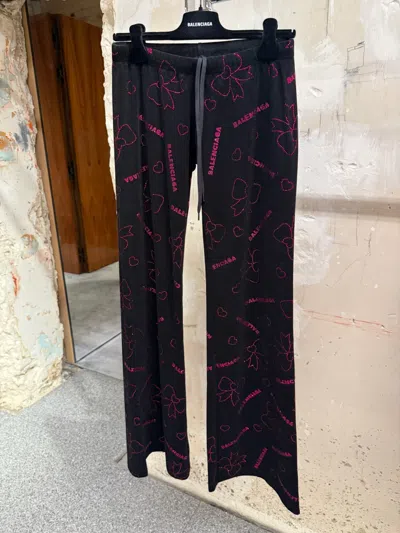 Balenciaga Bow-patterned Casual Pants In Black